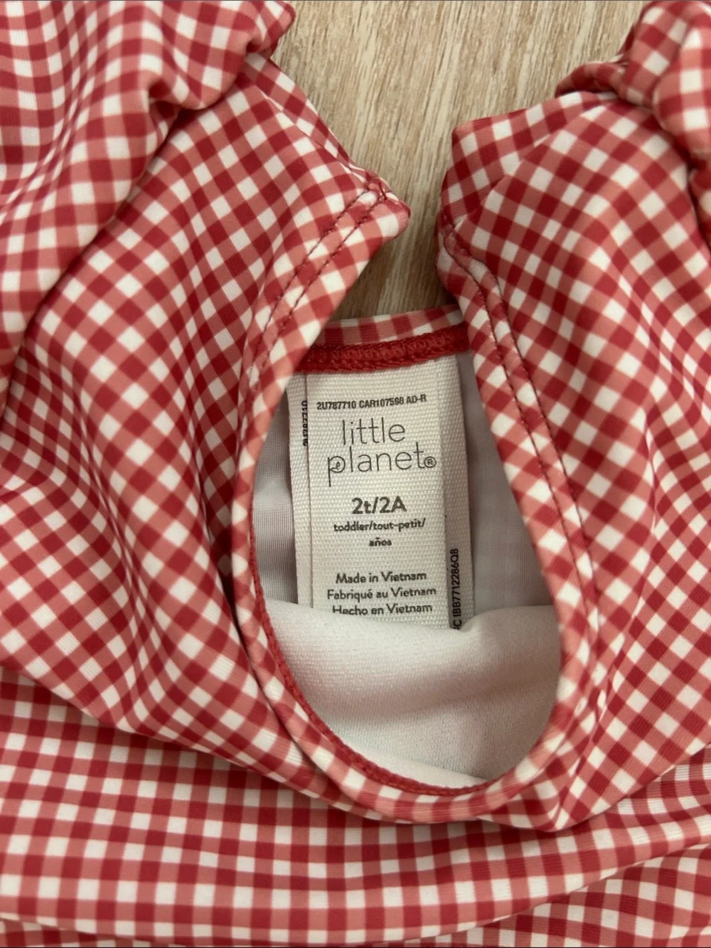 Carter’s little planet two piece red gingham bathing suit
